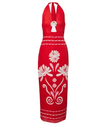 Cala de la Cruz Orly printed halterneck linen midi dress | Thumbnail 1