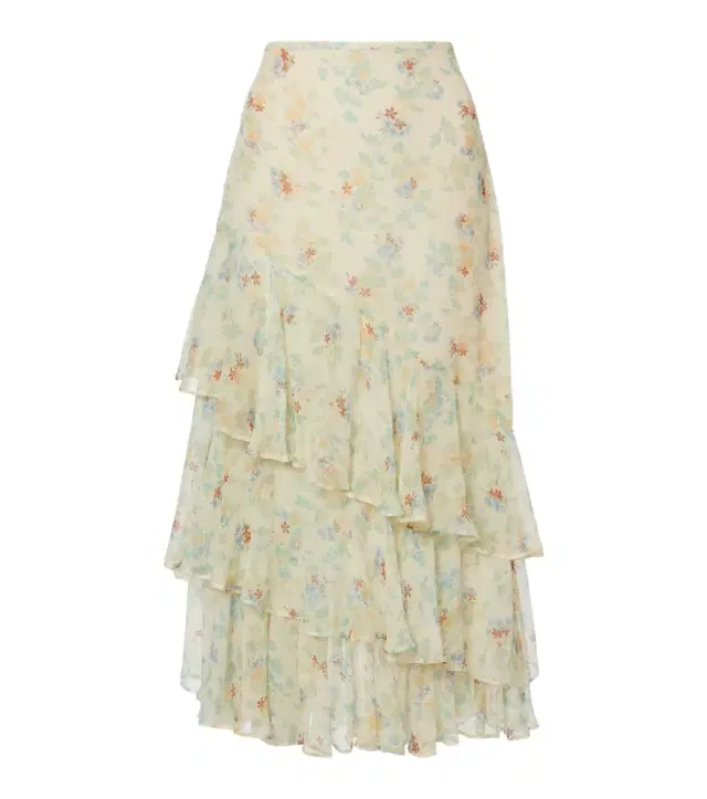 Ulla Johnson Meadow floral silk chiffon midi skirt
