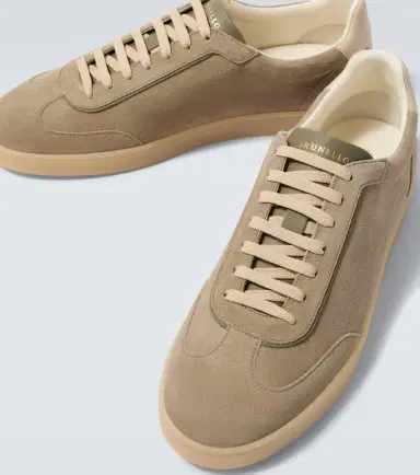 Brunello Cucinelli Leather-trimmed suede sneakers | Thumbnail 4