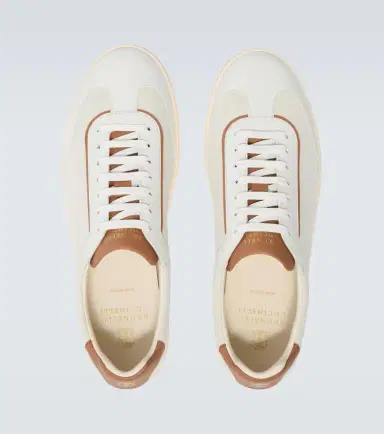 Brunello Cucinelli Leather-trimmed suede sneakers | Thumbnail 2 Brunello Cucinelli Leather-trimmed suede sneakers | Thumbnail 2