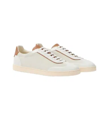 Brunello Cucinelli Leather-trimmed suede sneakers | Thumbnail 1 Brunello Cucinelli Leather-trimmed suede sneakers | Thumbnail 1