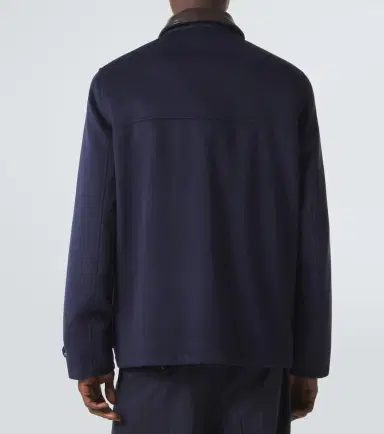 Brunello Cucinelli Leather-trimmed wool jacket | Thumbnail 3 Brunello Cucinelli Leather-trimmed wool jacket | Thumbnail 3