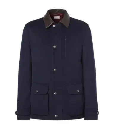 Brunello Cucinelli Leather-trimmed wool jacket | Thumbnail 1 Brunello Cucinelli Leather-trimmed wool jacket | Thumbnail 1