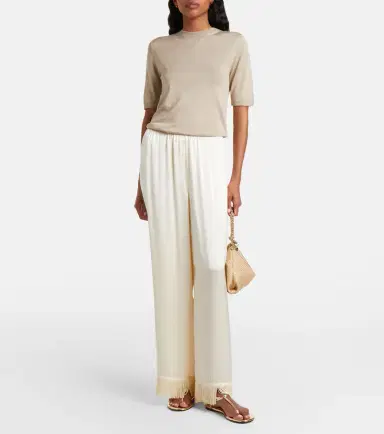 DÔEN Dôen Lavon fringed silk satin wide-leg pants | Thumbnail 4 DÔEN Dôen Lavon fringed silk satin wide-leg pants | Thumbnail 4