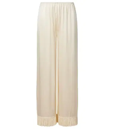 DÔEN Dôen Lavon fringed silk satin wide-leg pants | Thumbnail 1 DÔEN Dôen Lavon fringed silk satin wide-leg pants | Thumbnail 1