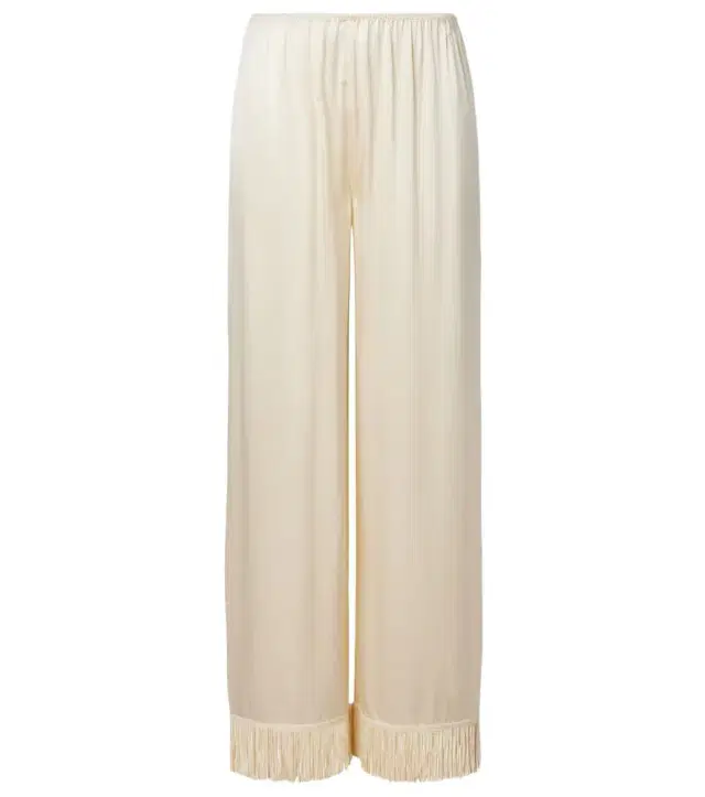 Dôen Lavon fringed silk satin wide-leg pants
