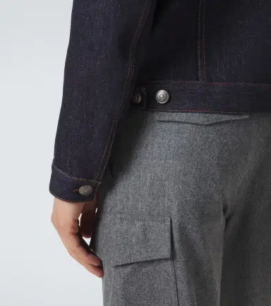 Brunello Cucinelli Leather-trimmed denim jacket | Thumbnail 5