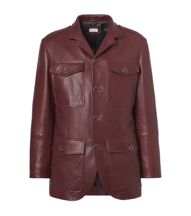 Leather field jacket