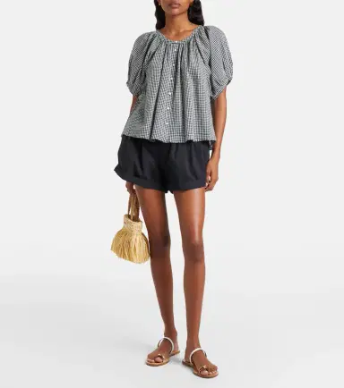 DÔEN Dôen June gingham cotton-blend top | Thumbnail 2