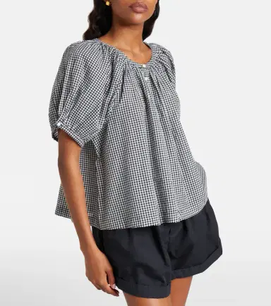 DÔEN Dôen June gingham cotton-blend top | Thumbnail 4