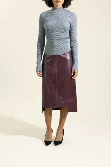 Victoria Beckham Zip-Front Leather Skirt | Thumbnail 2