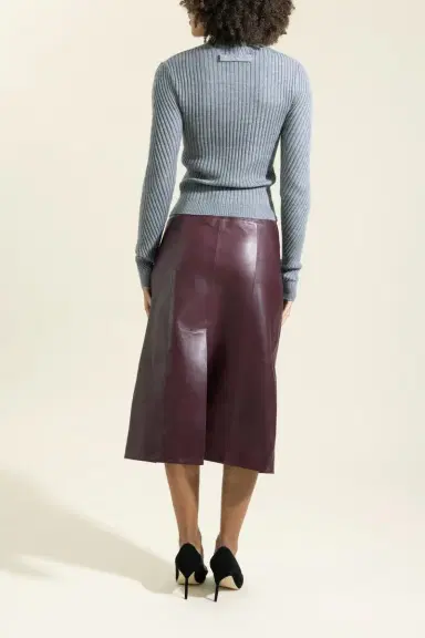 Victoria Beckham Zip-Front Leather Skirt | Thumbnail 4