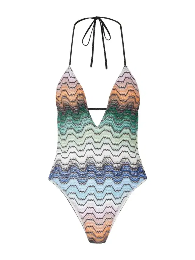 Missoni Mare Striped Crochet-knit Halterneck Swimsuit