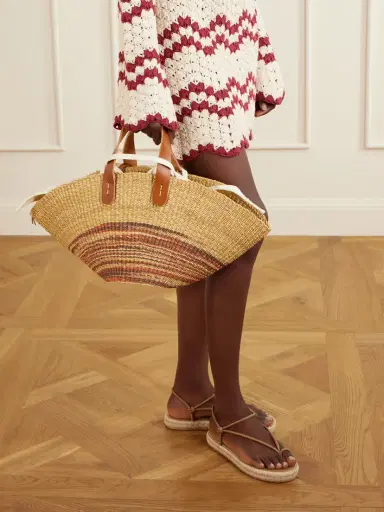 MUUÑ Pacha Striped Leather-trimmed Raffia Tote | Thumbnail 2 MUUÑ Pacha Striped Leather-trimmed Raffia Tote | Thumbnail 2