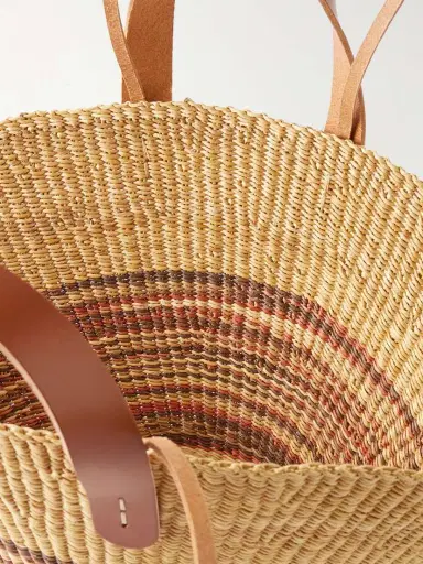 MUUÑ Pacha Striped Leather-trimmed Raffia Tote | Thumbnail 6 MUUÑ Pacha Striped Leather-trimmed Raffia Tote | Thumbnail 6