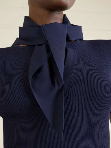 Max Mara Tie-detailed Ribbed Jersey T-shirt | Thumbnail 5 Max Mara Tie-detailed Ribbed Jersey T-shirt | Thumbnail 5