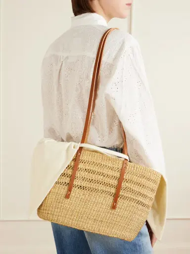 MUUÑ Bicro M Leather-trimmed Woven Straw Tote | Thumbnail 2 MUUÑ Bicro M Leather-trimmed Woven Straw Tote | Thumbnail 2