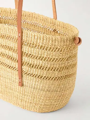 MUUÑ Bicro M Leather-trimmed Woven Straw Tote | Thumbnail 5 MUUÑ Bicro M Leather-trimmed Woven Straw Tote | Thumbnail 5