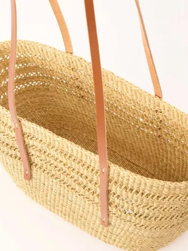 MUUÑ Bicro M Leather-trimmed Woven Straw Tote | Thumbnail 6 MUUÑ Bicro M Leather-trimmed Woven Straw Tote | Thumbnail 6