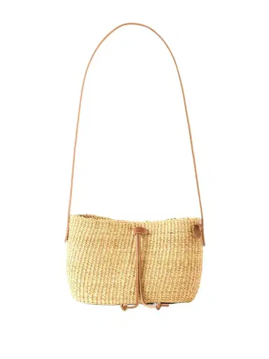 MUUÑ Nina Leather-trimmed Raffia Shoulder Bag | Thumbnail 1 MUUÑ Nina Leather-trimmed Raffia Shoulder Bag | Thumbnail 1