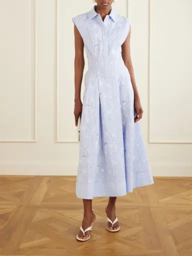 Simkhai Neri Embroidered Striped Cotton-poplin Midi Dress | Thumbnail 2
