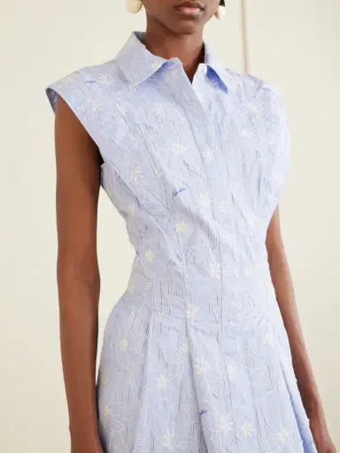 Simkhai Neri Embroidered Striped Cotton-poplin Midi Dress | Thumbnail 4
