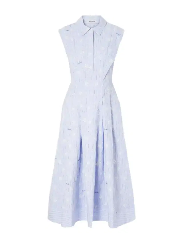 Neri Embroidered Striped Cotton-poplin Midi Dress