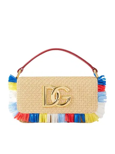 Dolce & Gabbana 3.5 Logo-embellished Fringed Leather-trimmed Raffia Shoulder Bag | Thumbnail 1 Dolce & Gabbana 3.5 Logo-embellished Fringed Leather-trimmed Raffia Shoulder Bag | Thumbnail 1