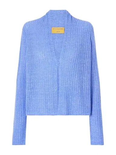 Guest In Residence Stealth Ribbed Cashmere And Linen-blend Cardigan | Thumbnail 1 Guest In Residence Stealth Ribbed Cashmere And Linen-blend Cardigan | Thumbnail 1