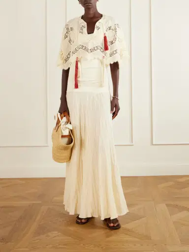 Johanna Ortiz Sun Tides Tasseled Broderie Anglaise Cotton-blend Top | Thumbnail 2