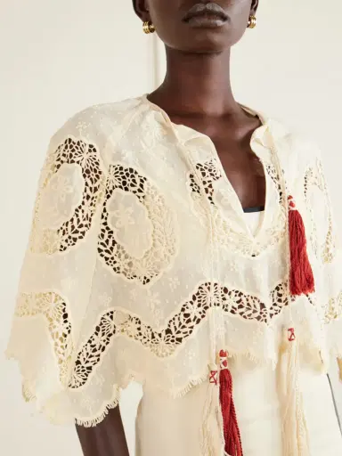 Johanna Ortiz Sun Tides Tasseled Broderie Anglaise Cotton-blend Top | Thumbnail 4