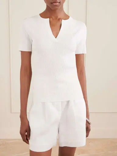 Max Mara Tie-detailed Ribbed-knit T-shirt | Thumbnail 3