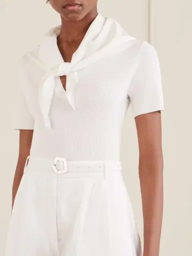Max Mara Tie-detailed Ribbed-knit T-shirt | Thumbnail 5