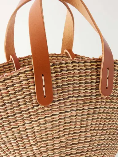 MUUÑ Sophia Mini Leather-trimmed Raffia Tote | Thumbnail 5 MUUÑ Sophia Mini Leather-trimmed Raffia Tote | Thumbnail 5