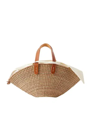 MUUÑ Sophia Mini Leather-trimmed Raffia Tote | Thumbnail 1 MUUÑ Sophia Mini Leather-trimmed Raffia Tote | Thumbnail 1