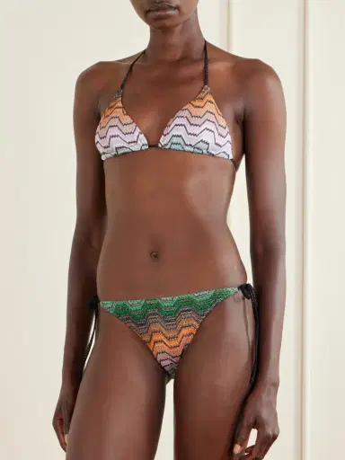 Missoni Mare Striped Metallic Crochet-knit Triangle Bikini | Thumbnail 2