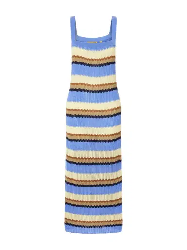 Guest In Residence Palazzo Striped Ribbed Silk And Linen-blend Midi Dress | Thumbnail 1