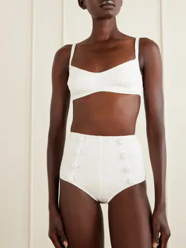 Lisa Marie Fernandez Balconette Button-embellished Floral-jacquard Bikini | Thumbnail 2