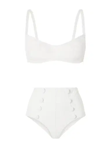Lisa Marie Fernandez Balconette Button-embellished Floral-jacquard Bikini | Thumbnail 1