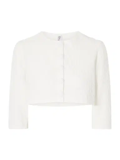 Lisa Marie Fernandez Cropped Floral-jacquard Cardigan | Thumbnail 1 Lisa Marie Fernandez Cropped Floral-jacquard Cardigan | Thumbnail 1
