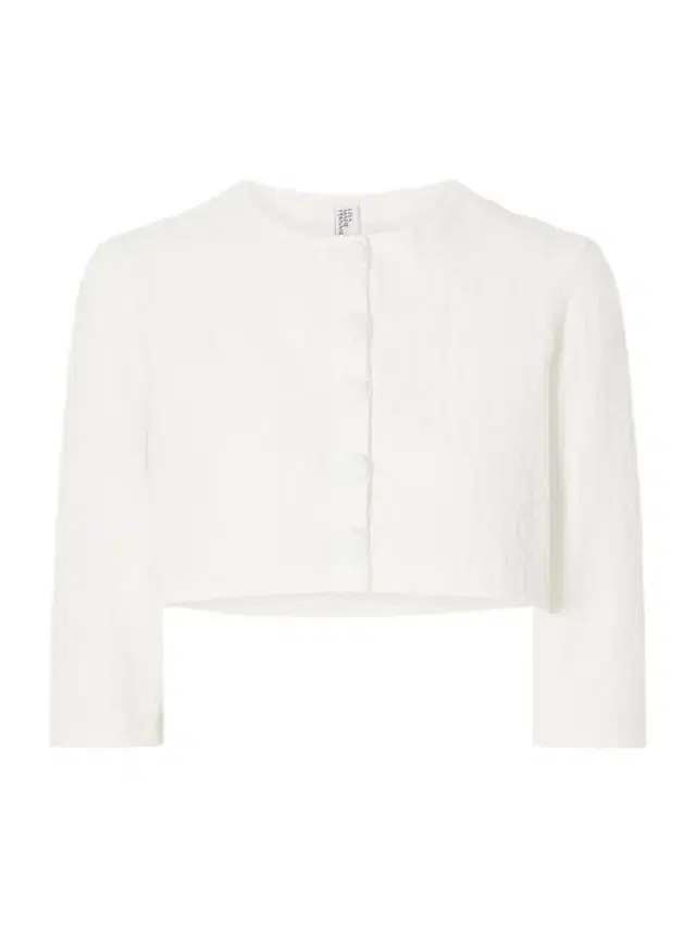 Lisa Marie Fernandez Cropped Floral-jacquard Cardigan