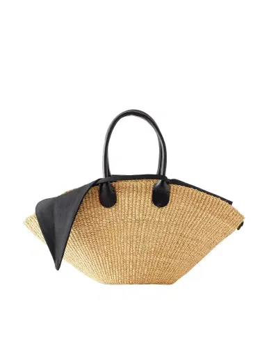 MUUÑ Sophia Leather-trimmed Raffia Tote | Thumbnail 1 MUUÑ Sophia Leather-trimmed Raffia Tote | Thumbnail 1