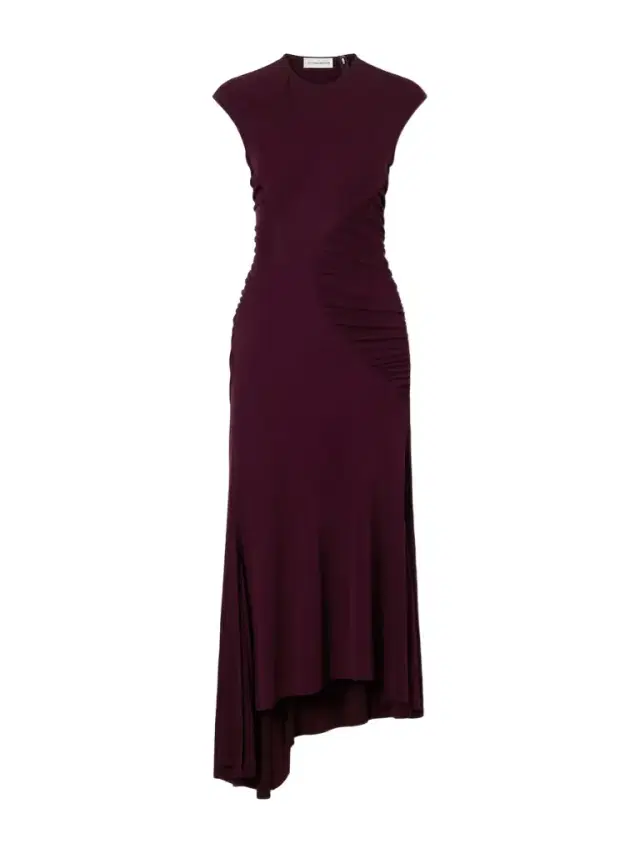 Victoria Beckham Gathered Jersey Midi Dress