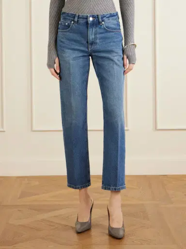 Victoria Beckham Leather-trimmed Low-waist Flared Jeans | Thumbnail 3 Victoria Beckham Leather-trimmed Low-waist Flared Jeans | Thumbnail 3