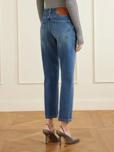 Victoria Beckham Leather-trimmed Low-waist Flared Jeans | Thumbnail 4 Victoria Beckham Leather-trimmed Low-waist Flared Jeans | Thumbnail 4