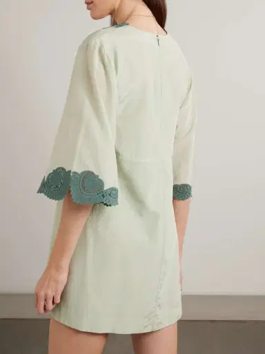 Posse Darya Lace-trimmed Cotton And Silk-blend Mini Dress | Thumbnail 3 Posse Darya Lace-trimmed Cotton And Silk-blend Mini Dress | Thumbnail 3