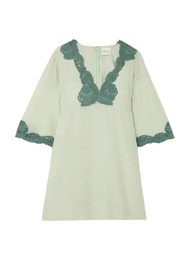 Posse Darya Lace-trimmed Cotton And Silk-blend Mini Dress | Thumbnail 1 Posse Darya Lace-trimmed Cotton And Silk-blend Mini Dress | Thumbnail 1
