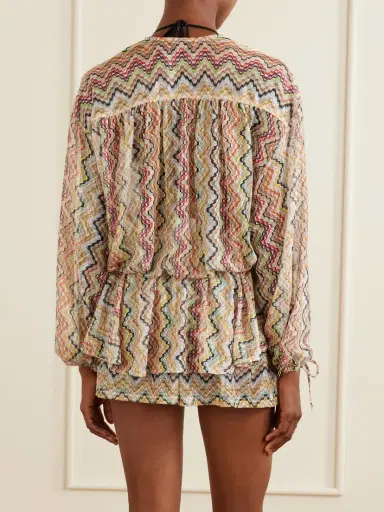 Missoni Mare Gathered Striped Crochet-knit Coverup | Thumbnail 3 Missoni Mare Gathered Striped Crochet-knit Coverup | Thumbnail 3