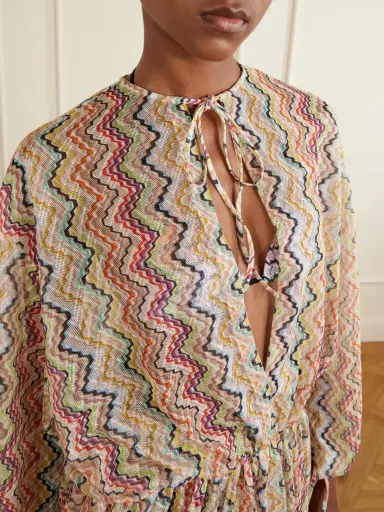 Missoni Mare Gathered Striped Crochet-knit Coverup | Thumbnail 4 Missoni Mare Gathered Striped Crochet-knit Coverup | Thumbnail 4