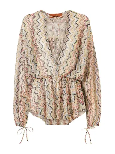 Missoni Mare Gathered Striped Crochet-knit Coverup | Thumbnail 1 Missoni Mare Gathered Striped Crochet-knit Coverup | Thumbnail 1